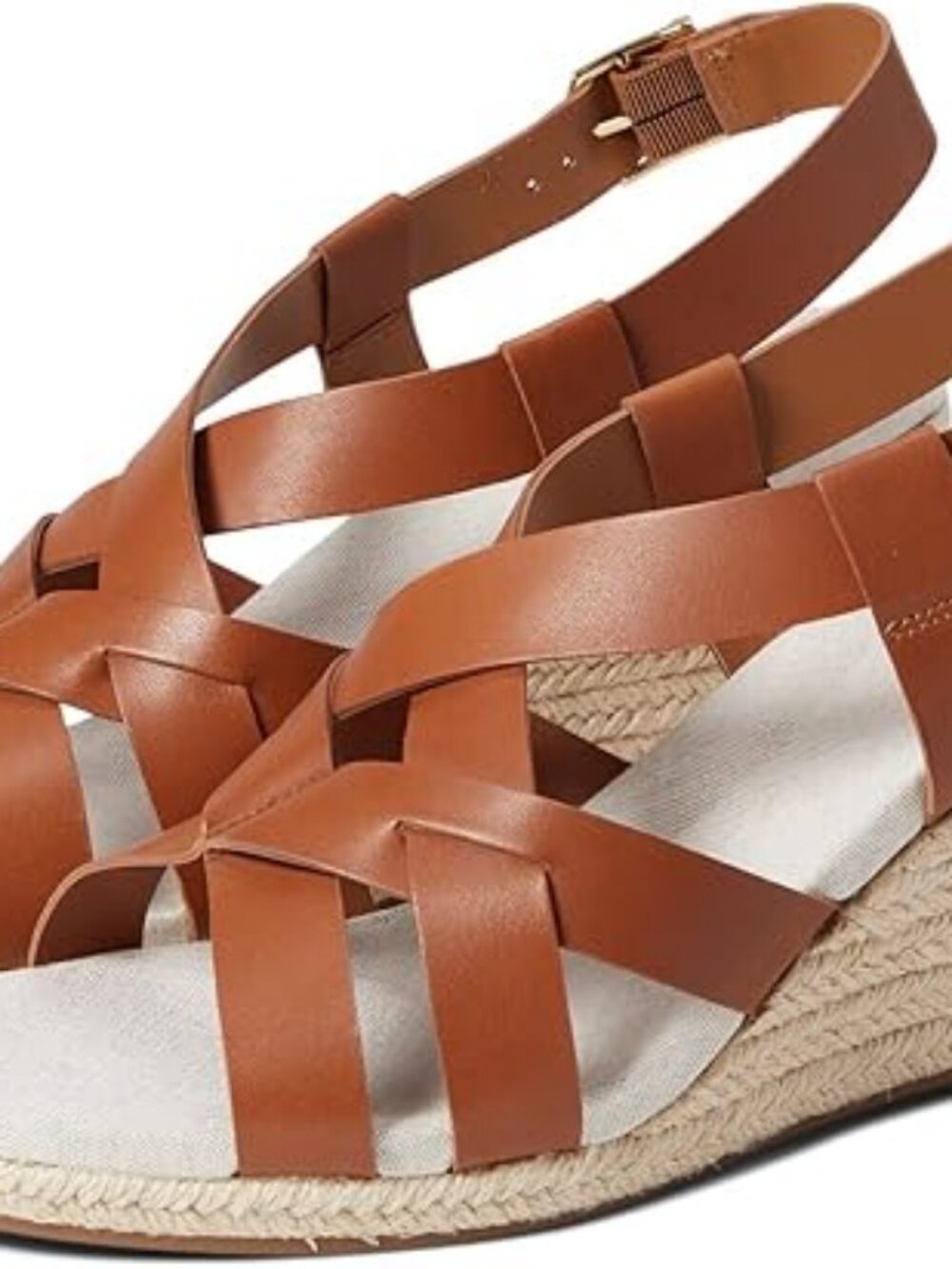Cole Haan Wedge Strappy Espadrille Sandal in Brown Honey Sz 9.5, Retail $115